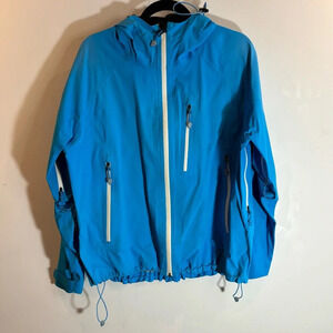 LAND’S END Sz XL Petite Zip Up Venting Drawstrings Hooded Windbreaker Jacket